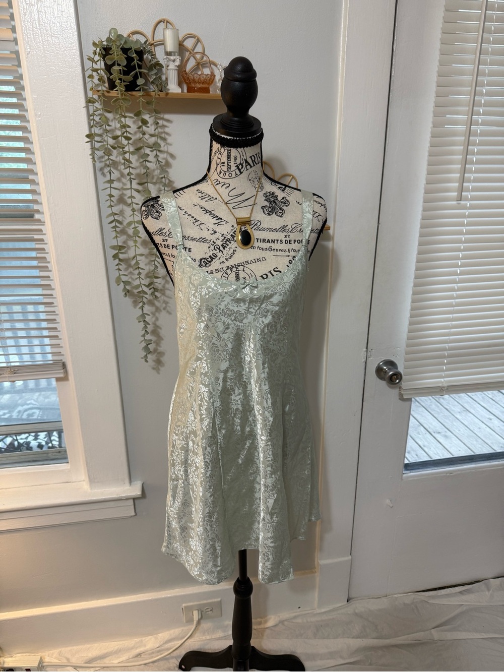 Morgan Taylor Pale Mint Satin Slip Dress